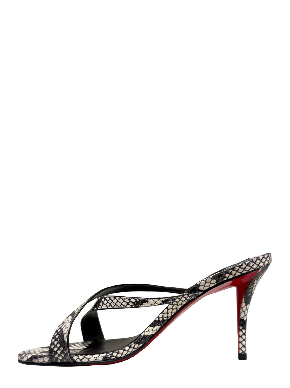 Christian Louboutin Mulazee Cross 80 Watersnake Mule Sandals in Cosme | In-Store Only