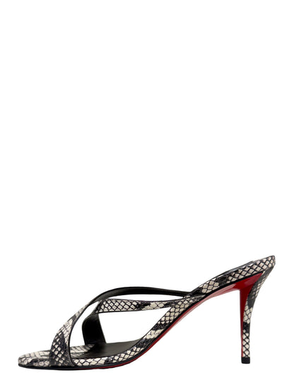 Christian Louboutin Mulazee Cross 80 Watersnake Mule Sandals in Cosme | In-Store Only
