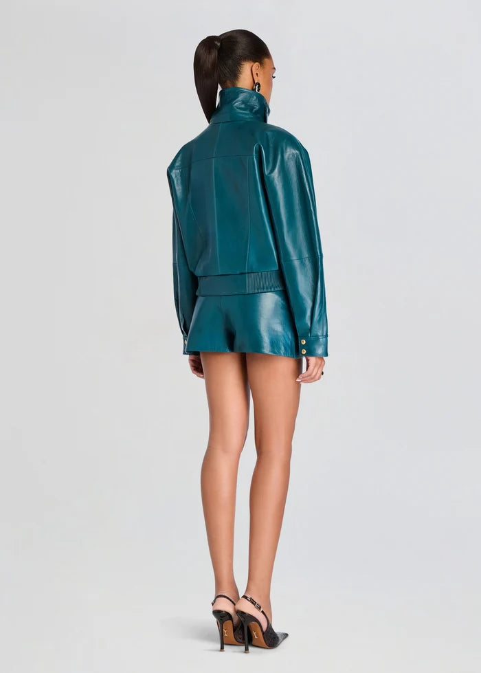 Retrofête Lykke Leather Jacket in Sarcelle