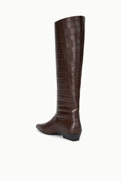 Staud Wally Flat Boot in Espresso Croco