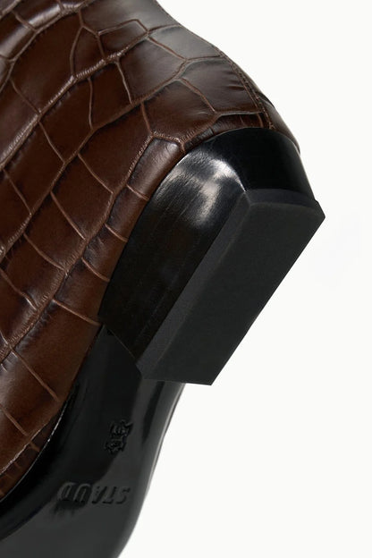 Staud Wally Flat Boot in Espresso Croco