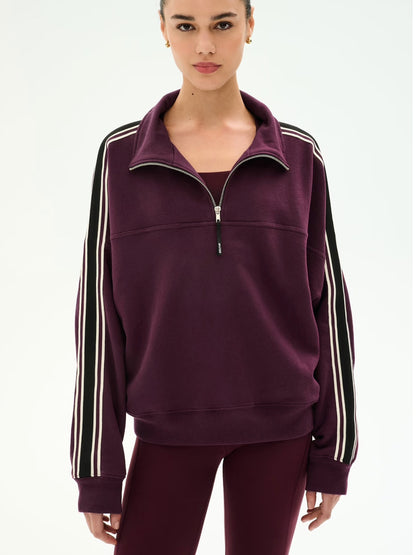 Splits59 Goldie French Terry Oversized Half Zip in Dark Cherry/Black