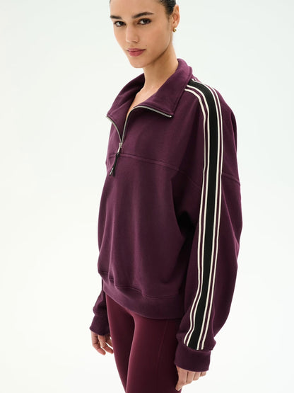 Splits59 Goldie French Terry Oversized Half Zip in Dark Cherry/Black