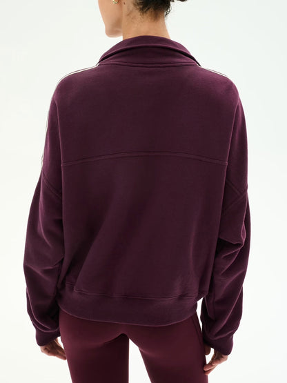 Splits59 Goldie French Terry Oversized Half Zip in Dark Cherry/Black