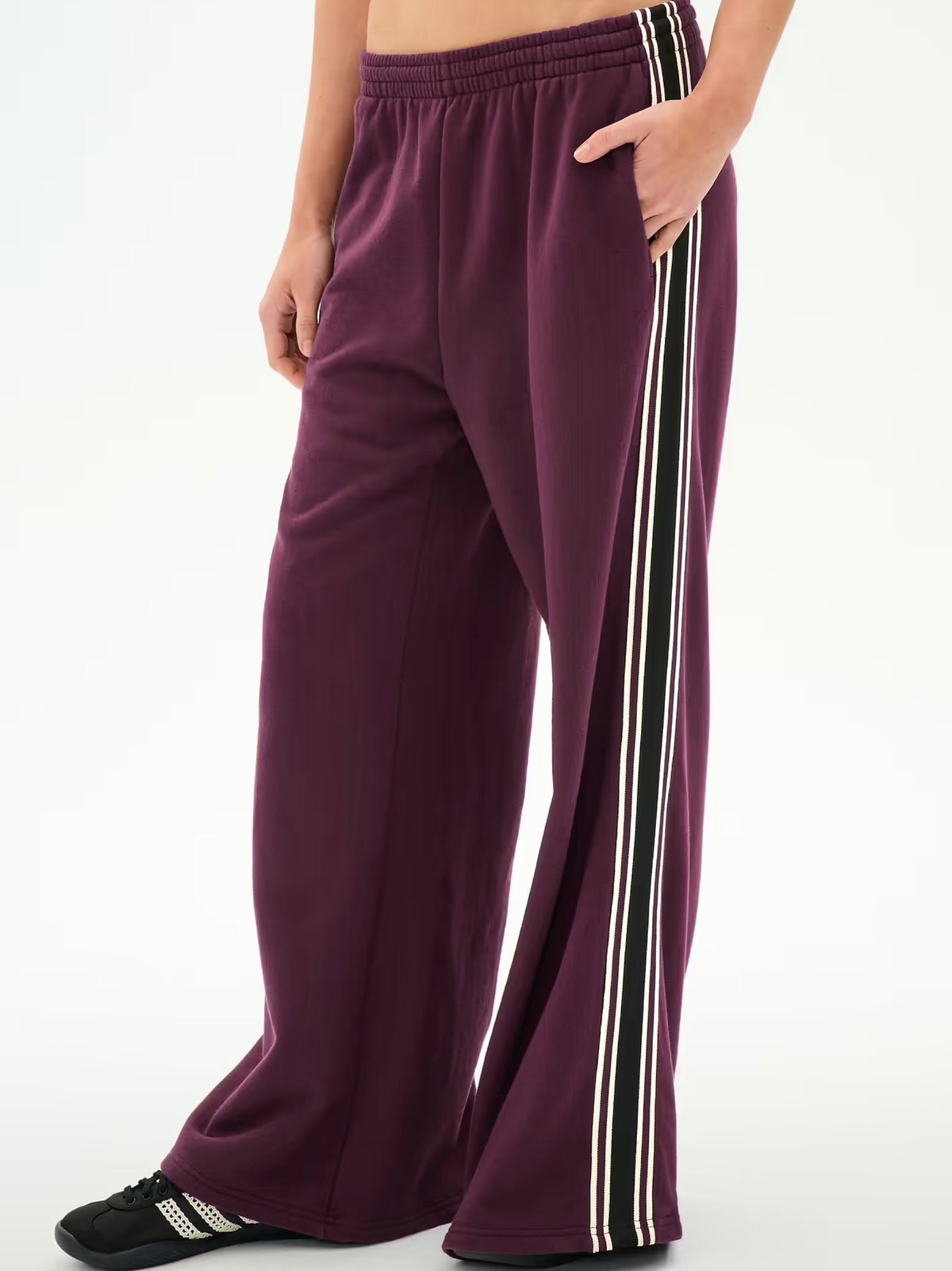 Splits59 Dallas French Terry Wide Leg Sweatpant in Dark Cherry/Black