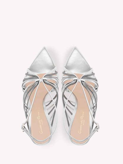 Gianvito Rossi G32784 Muse Nappa Silk Heels in Silver + Steel