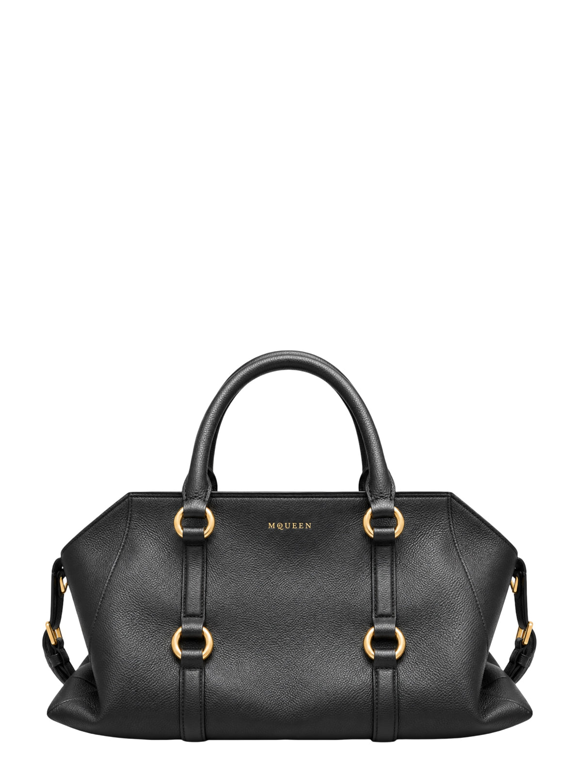 Alexander McQueen Farringdon Medium Bag in Black/Gold