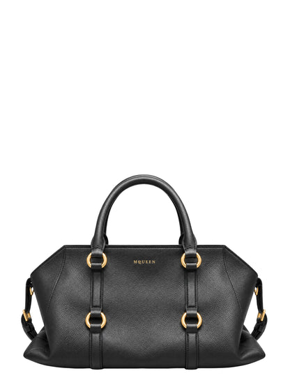 Alexander McQueen Farringdon Medium Bag in Black/Gold