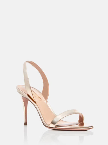Aquazzura SO Nude Sandal 85 in Soft Gold