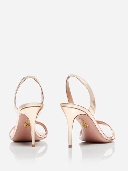 Aquazzura SO Nude Sandal 85 in Soft Gold