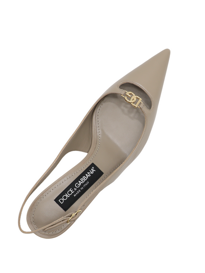 Dolce & Gabbana Silk Nappa Leather Slingbacks With DG Logo in Talpa