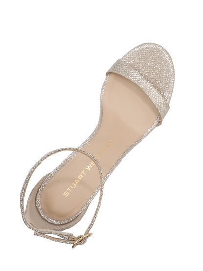 Stuart Weitzman Nudist Block 75 Heel in Poudre New Noir