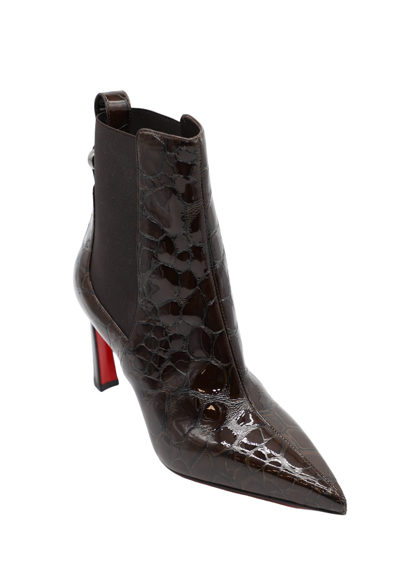 Christian Louboutin Condodo 85 in Croco Gloss Brown | In-Store Only