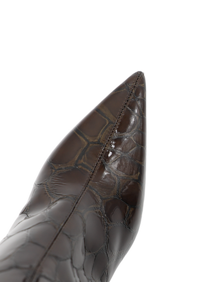 Christian Louboutin Condodo 85 in Croco Gloss Brown | In-Store Only