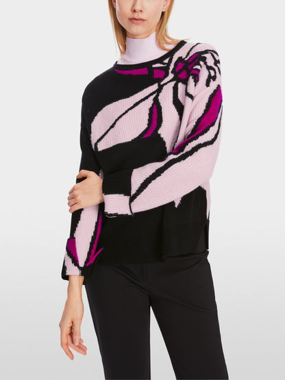 Marc Cain Sweater With Floral Design in Alpine Rose