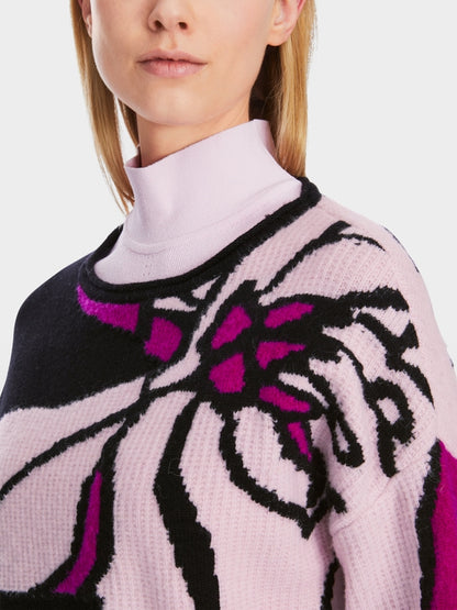 Marc Cain Sweater With Floral Design in Alpine Rose