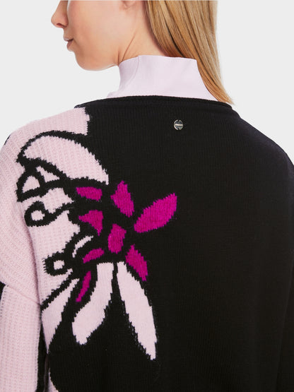 Marc Cain Sweater With Floral Design in Alpine Rose