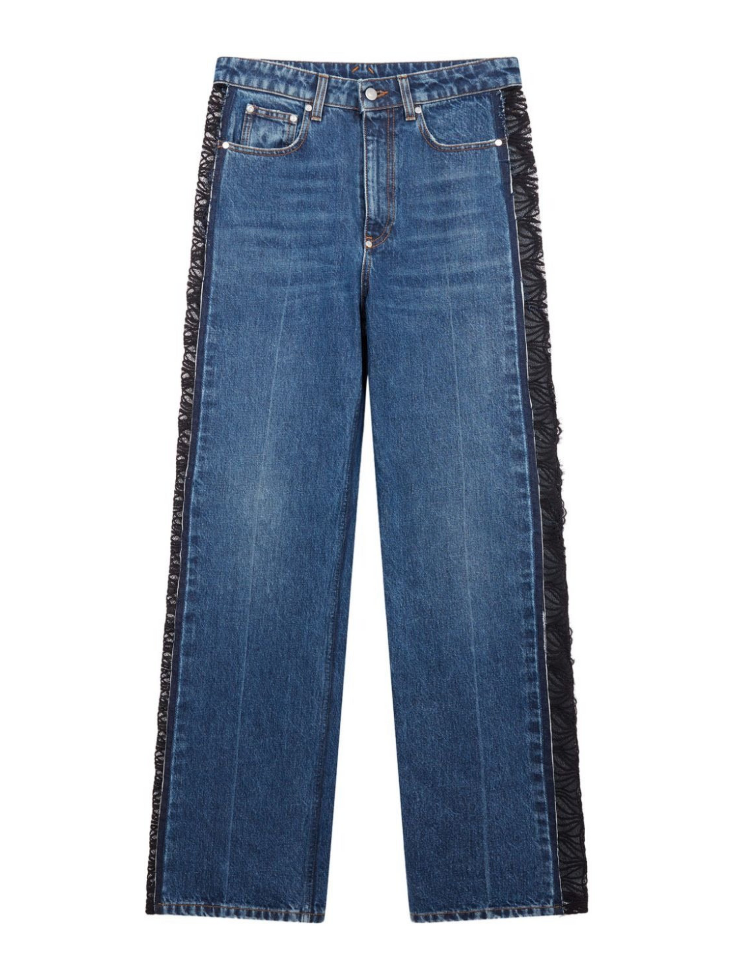 Stella McCartney Lace Insert Jeans in Blue Vintage Denim