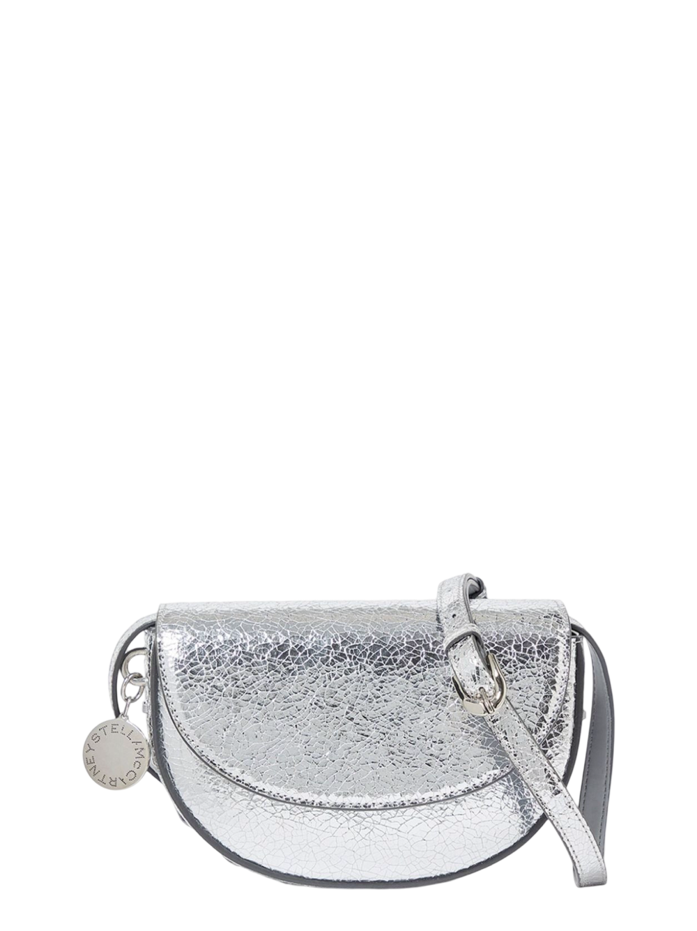 Stella McCartney Med Flap Shoulder Bag Crackled Metallic