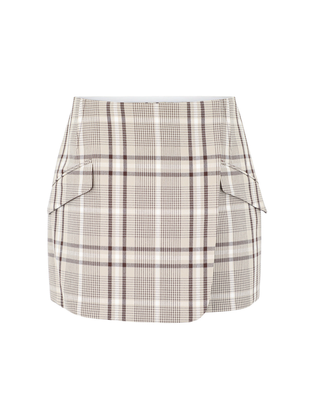 Simkhai Payton Wrap Mini Skirt in Sand Plaid