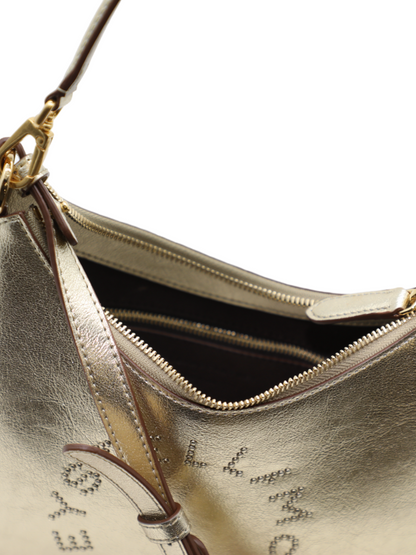 Stella McCartney Hobo Bag Metallic w/Studded Logo in Light Gold