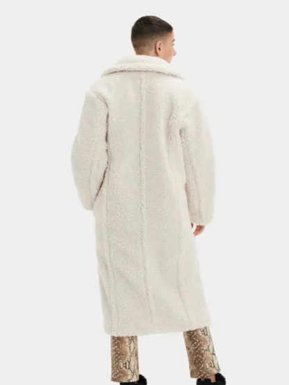 UGG Gertrude Long Teddy Coat in Winter White