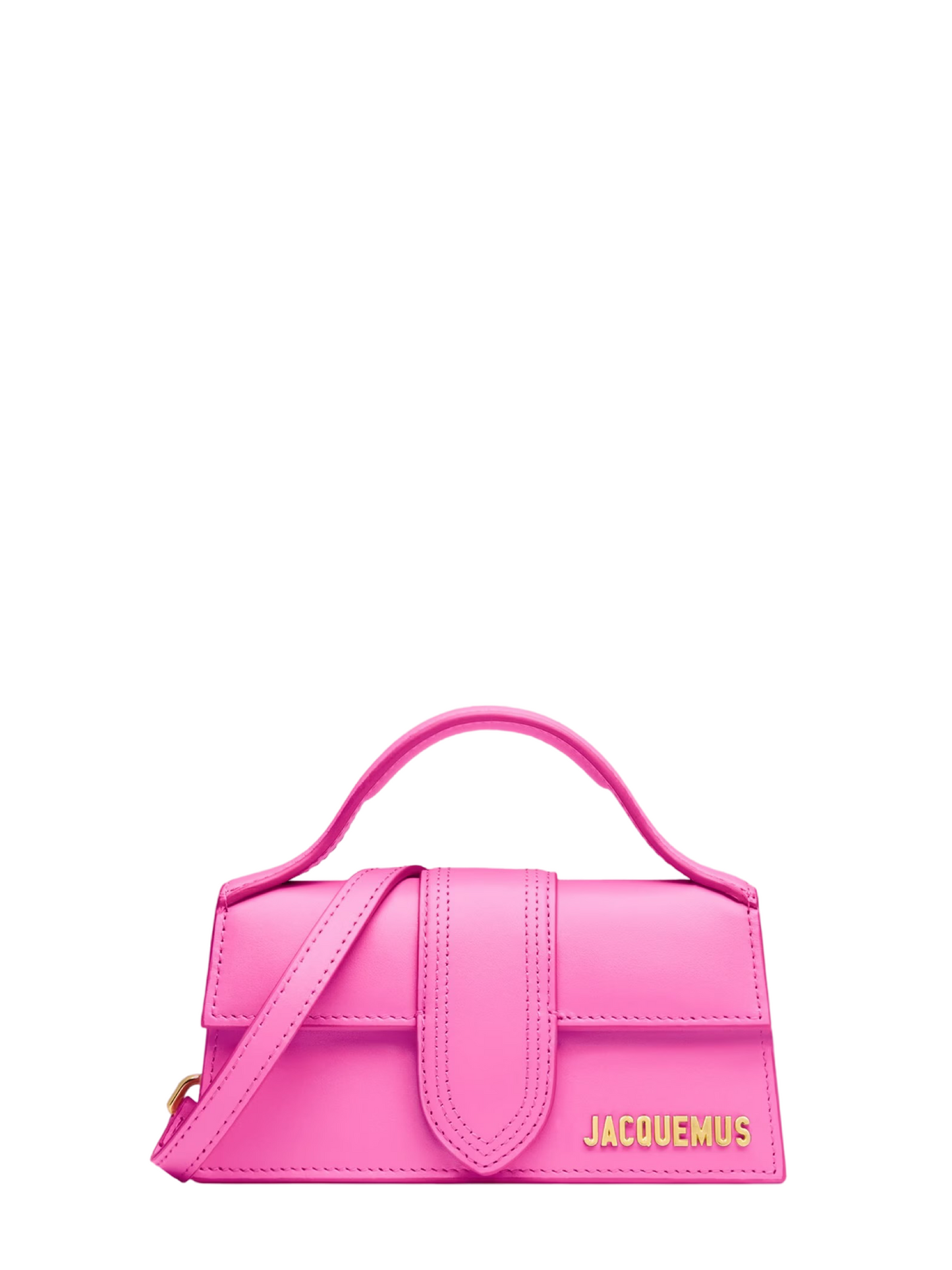 Jacquemus Le Bambino Leather Top Handle Shoulder Bag in Neon Pink