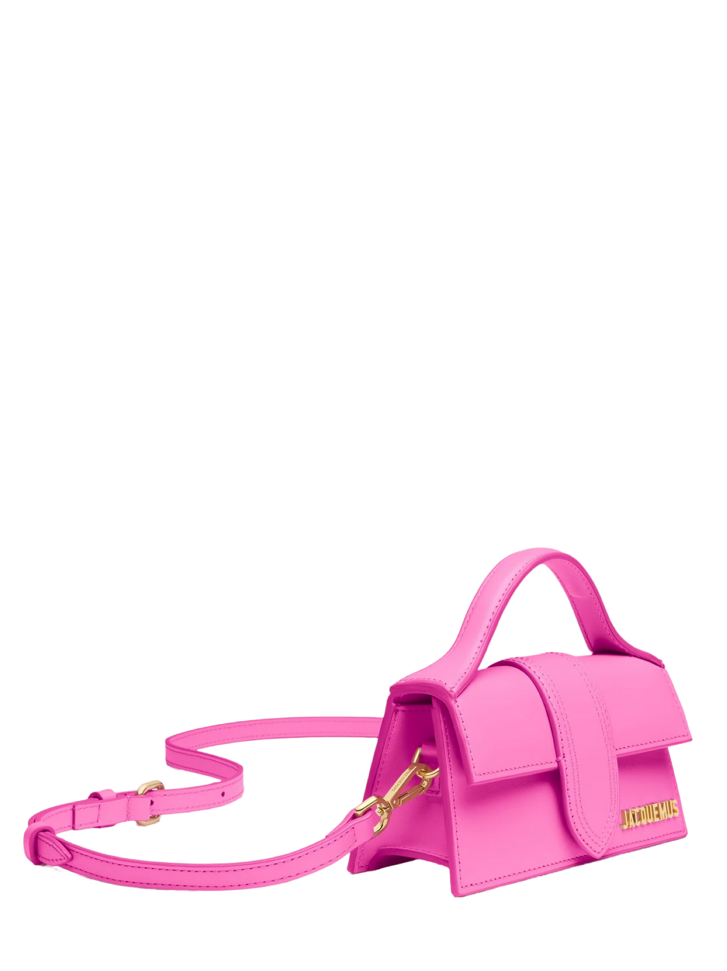 Jacquemus Le Bambino Leather Top Handle Shoulder Bag in Neon Pink