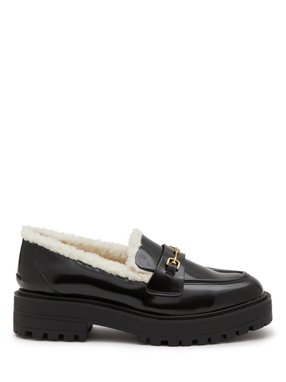 Sam Edelman Laurs Cozy Black and Ivory Loafer