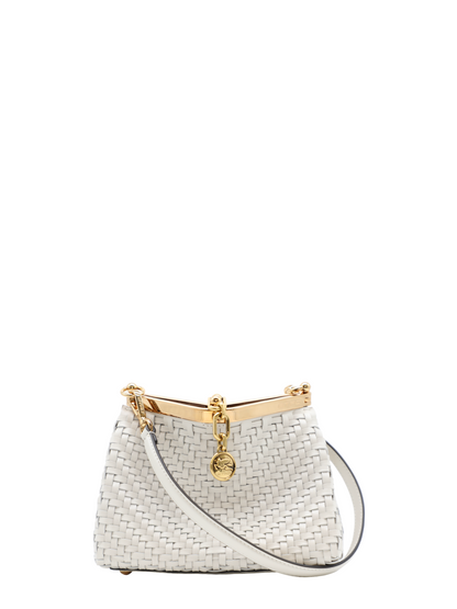 Etro Small Woven Vela Bag in Bianco Latte