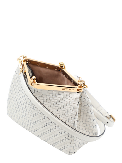 Etro Small Woven Vela Bag in Bianco Latte