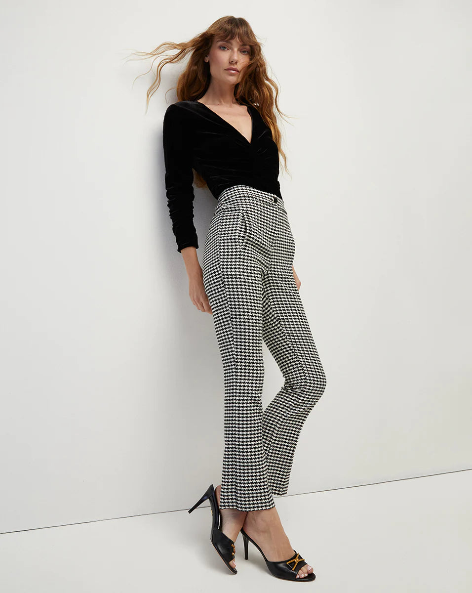 Veronica Beard Arte Houndstooth Pant in Black/Off-White
