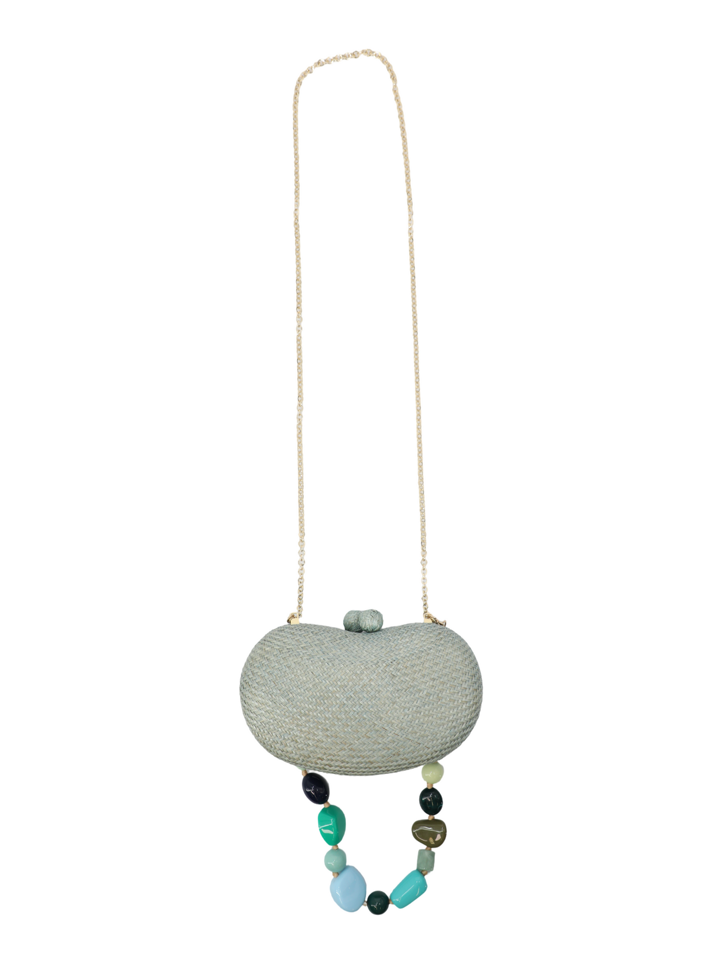 Serpui Lyra Bean Clutch Bag in Gray/Blue