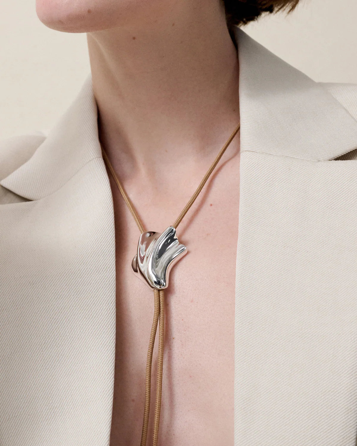 Jenny Bird Lydia Bolo Tie Necklace in High Polish Silver