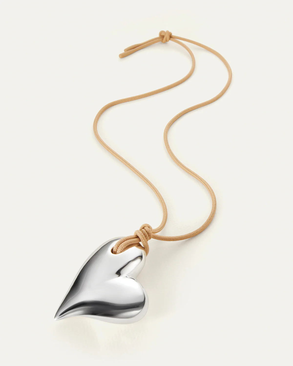Jenny Bird Mega Art Heart on a String in High Polish Silver