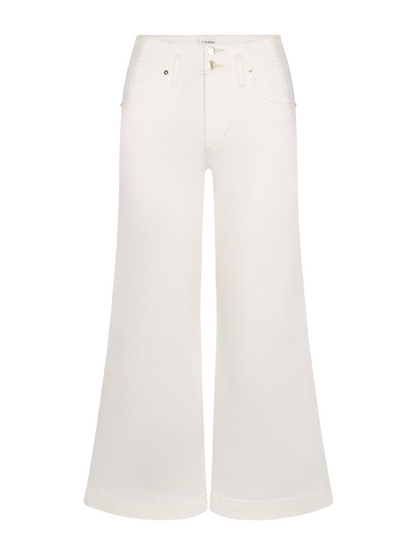 Frame Seamed Wide Trouser Crop in Au Natural Cream