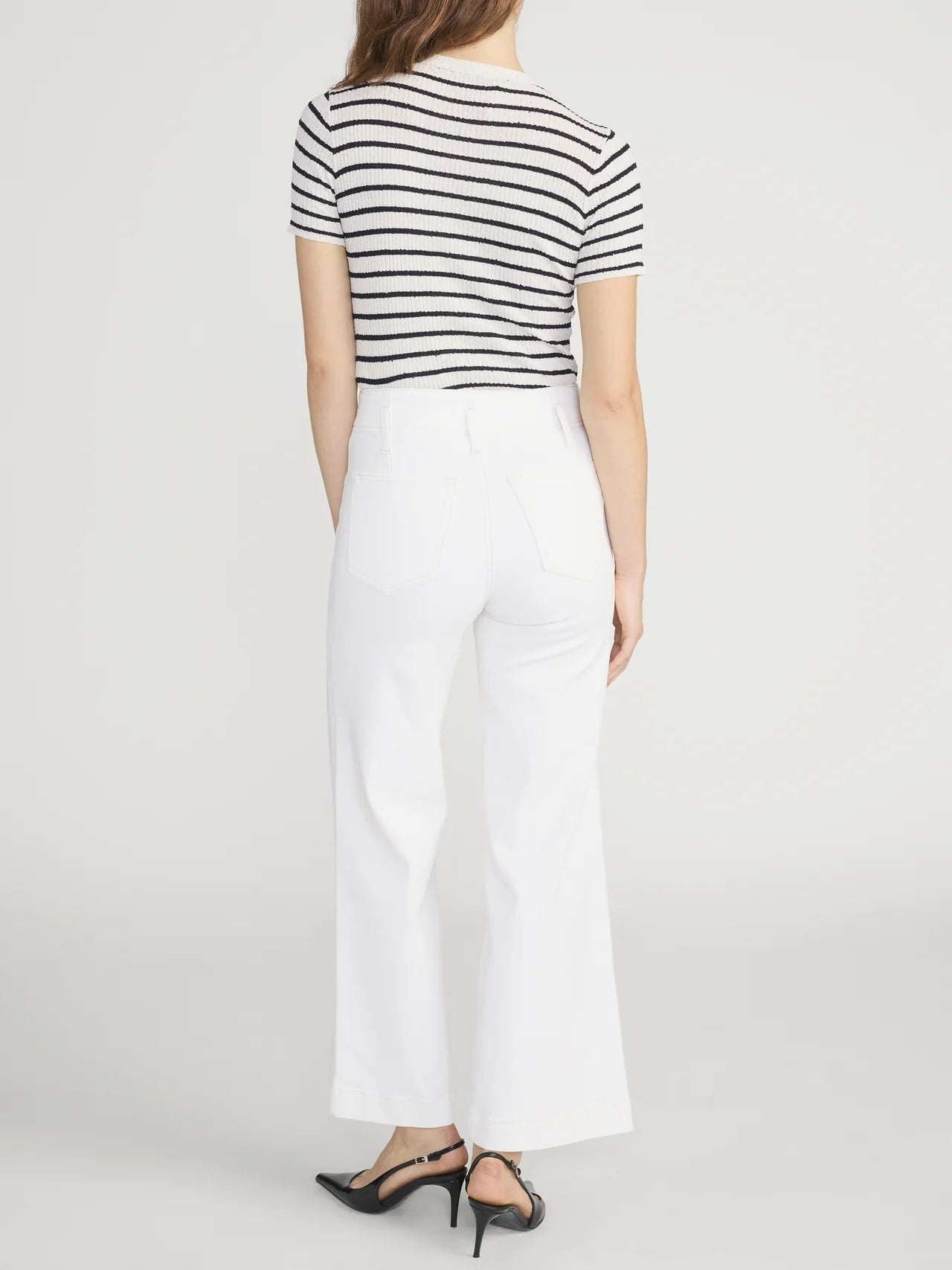 Frame Seamed Wide Trouser Crop in Au Natural Cream