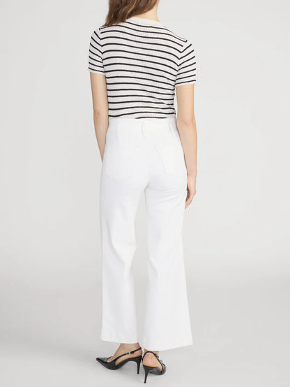 Frame Seamed Wide Trouser Crop in Au Natural Cream