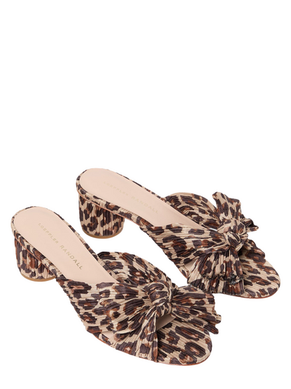 Loeffler Randall Emilia Pleated Knot Mule Sandal in Leopard