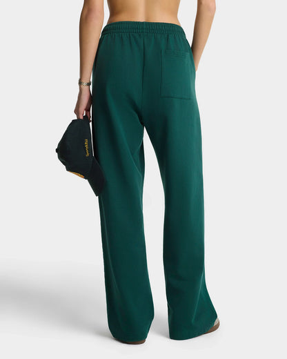 Sporty & Rich NY Crest Embroidered Wide Sweatpant in Forest