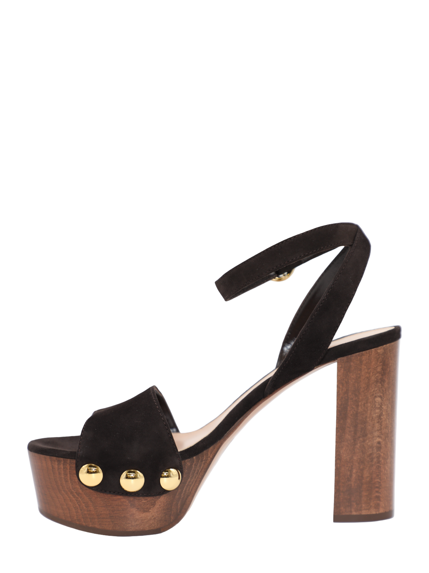 Gianvito Suede Wooden Platform Heel in Moka