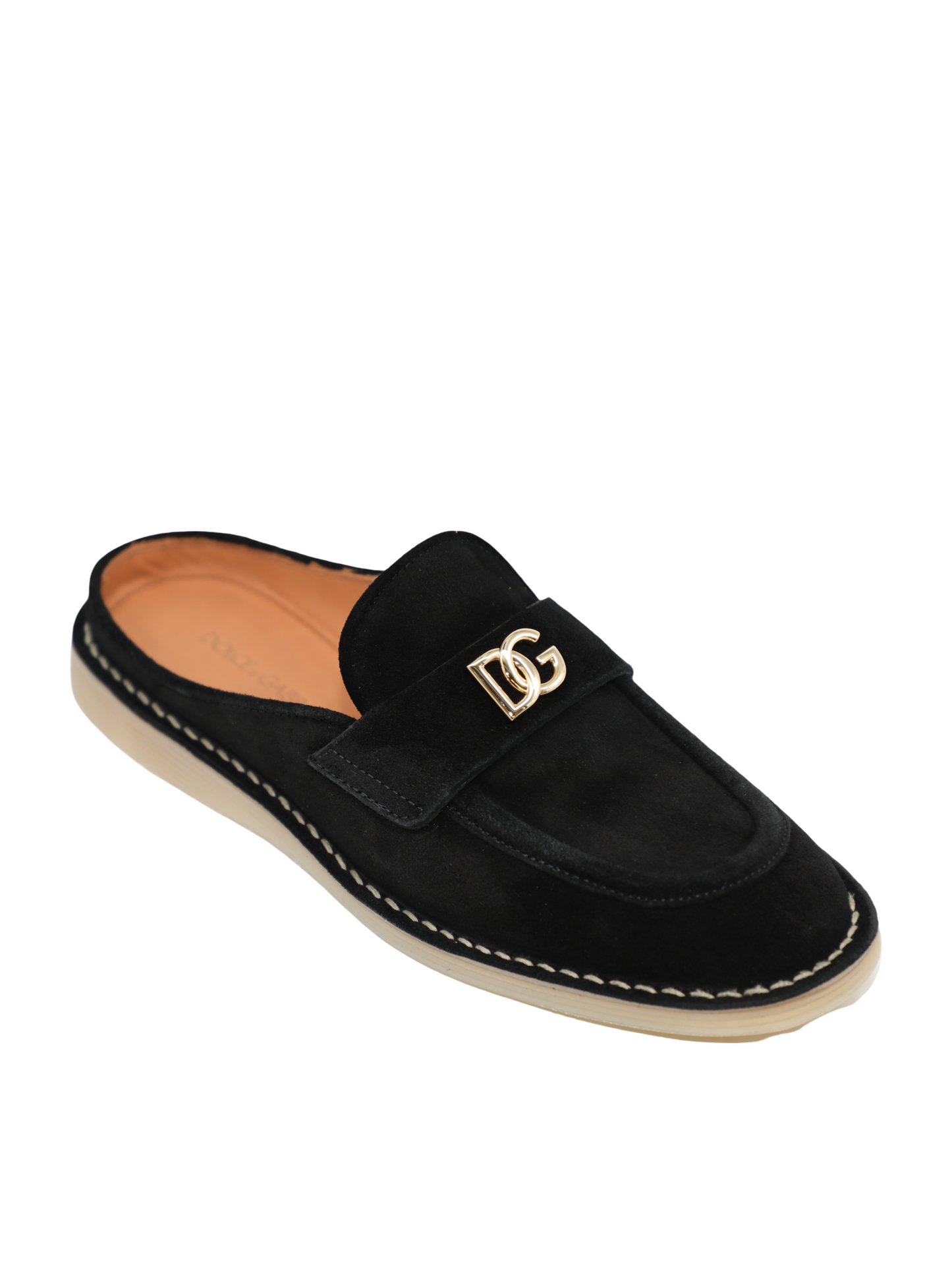 Dolce & Gabbana Suede Loafer Mule in Black