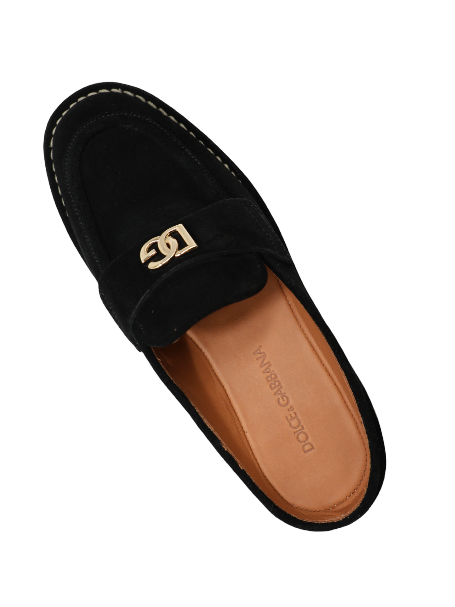 Dolce & Gabbana Suede Loafer Mule in Black