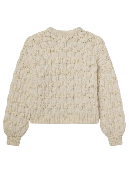 Frame Popcorn Stripe Sweater in Cream