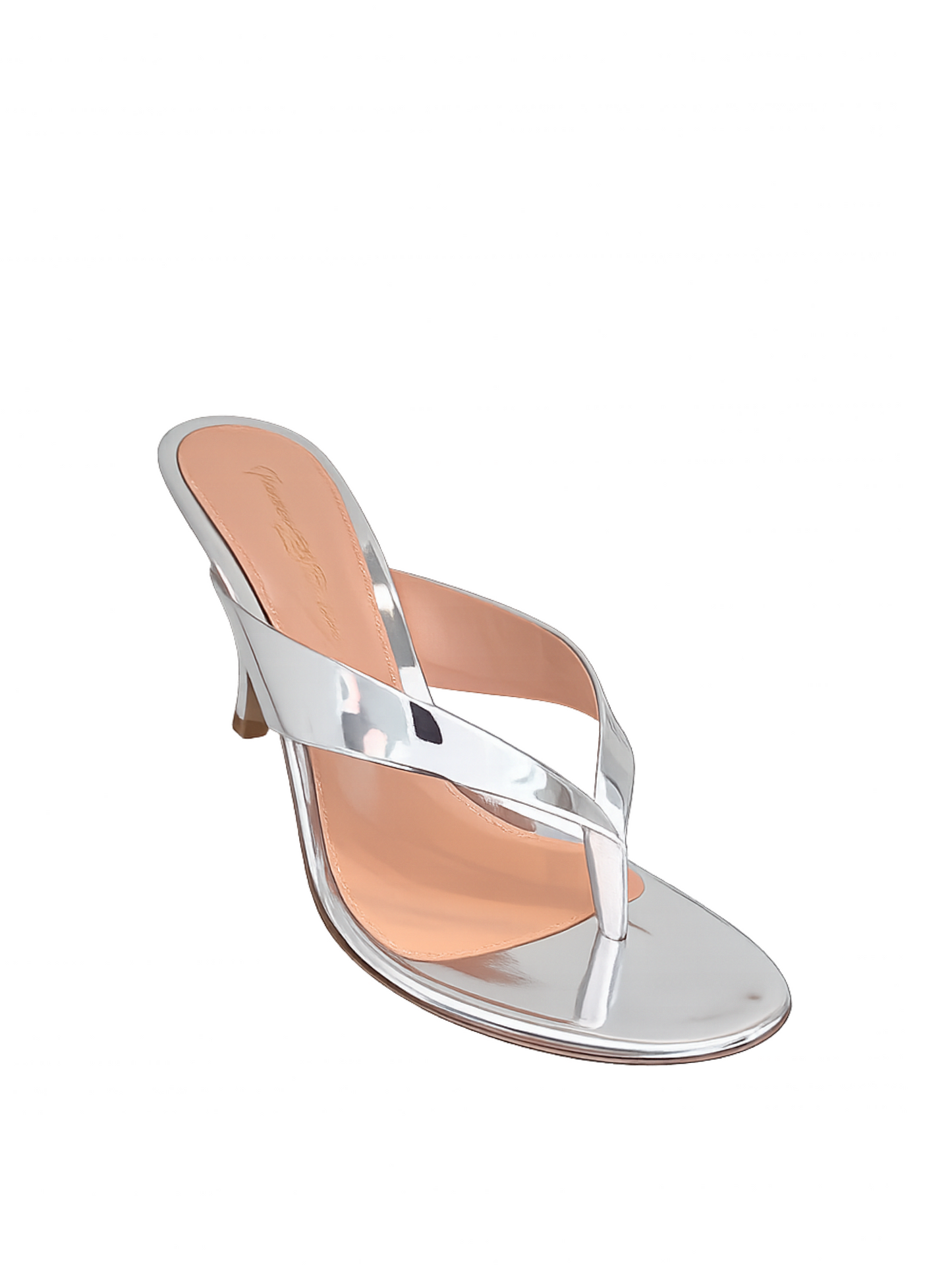 Gianvito Rossi Metallic Thong Sandal Heel in Silver