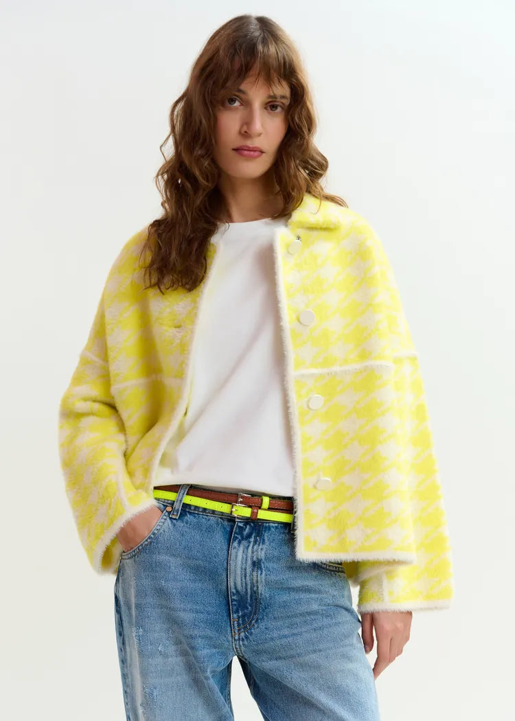 Essentiel Antwerp Joking Knit Jacket in Combo 2 Lemon Squeeze