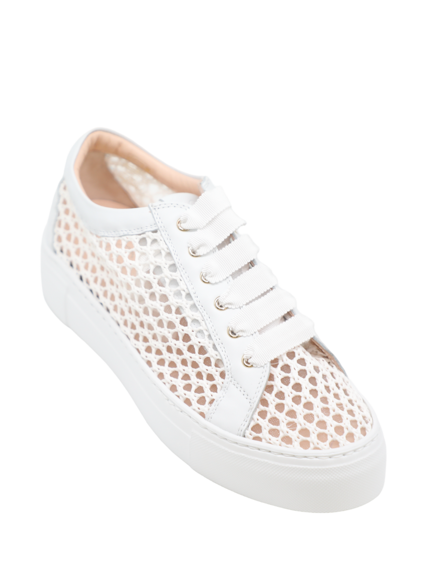AGL Metra Leather and Fabric Sneaker in White