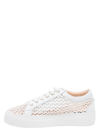 AGL Metra Leather and Fabric Sneaker in White