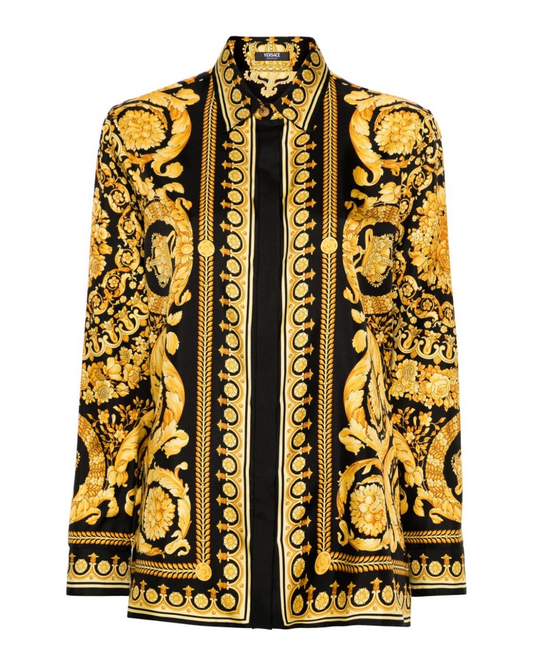 Versace Barocco Silk Shirt in Black/Gold
