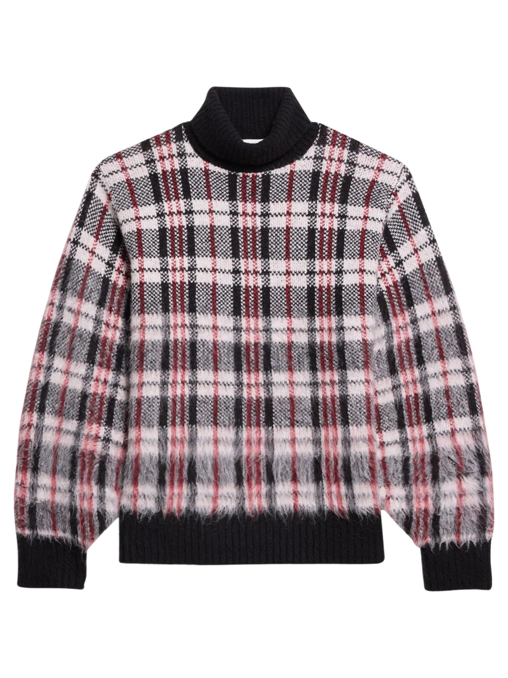 Helmut Lang Chunky Turtleneck in Medium Red Check